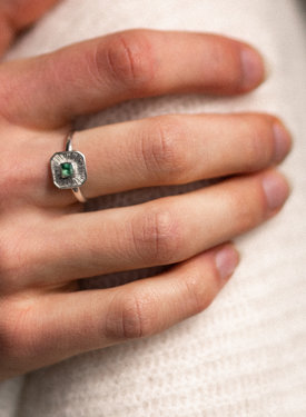 Zilveren Ring Met Groene Kwarts Chak