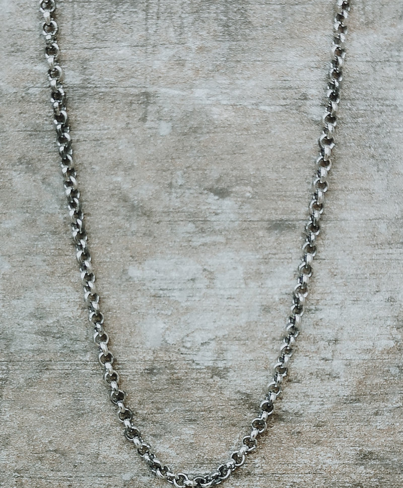 Silver Oxidized Round Men's Chain Necklace Aeson