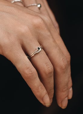 Stackable Onyx Ring Keala, Silver