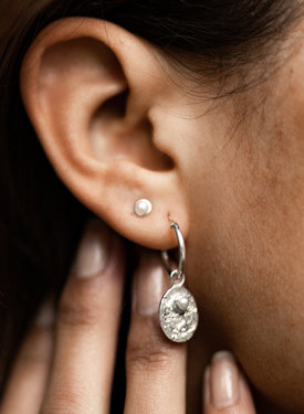 Single Vintage Pearl Earring Bela, Silver