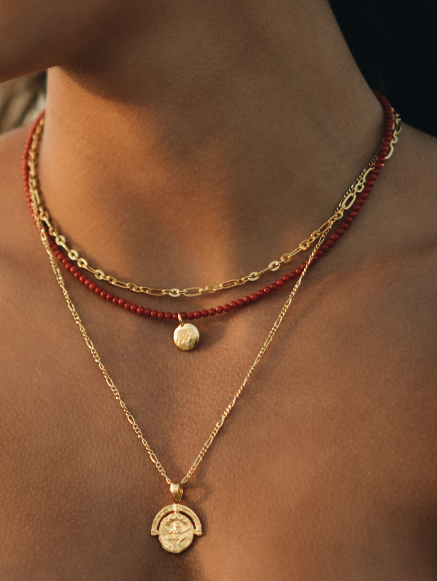 Red bamboo store coral necklace