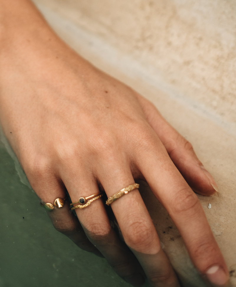 Stackable Snakeskin Ring Evka , Gold Plated