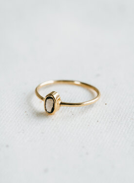 Smoky Quartz Ring Asteria, Gold Plated