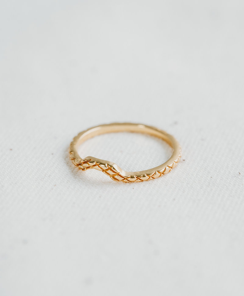 Stackable Snakeskin Ring Evka , Gold Plated