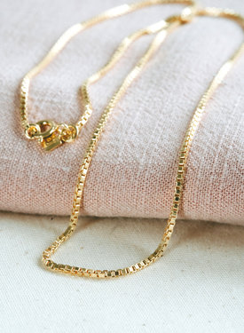 Collier Chaîne Plaqué Or Maillons Carrés Serpent Lesedi