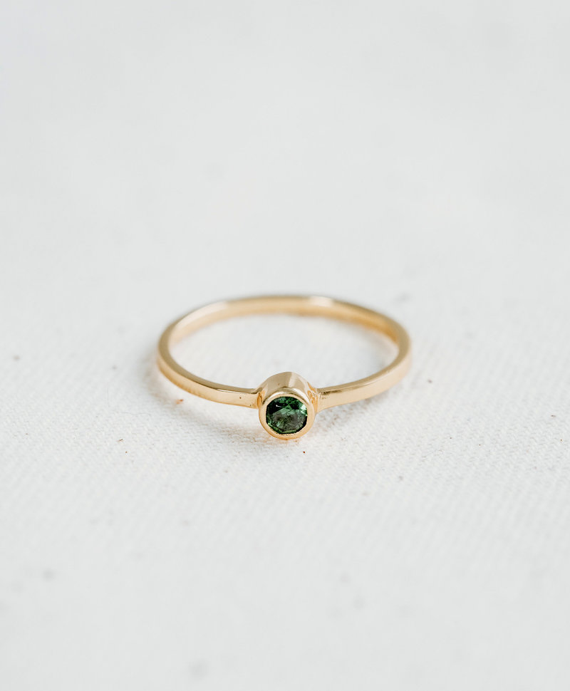 Bague Plaqué Or Quartz Vert Empilable Keala