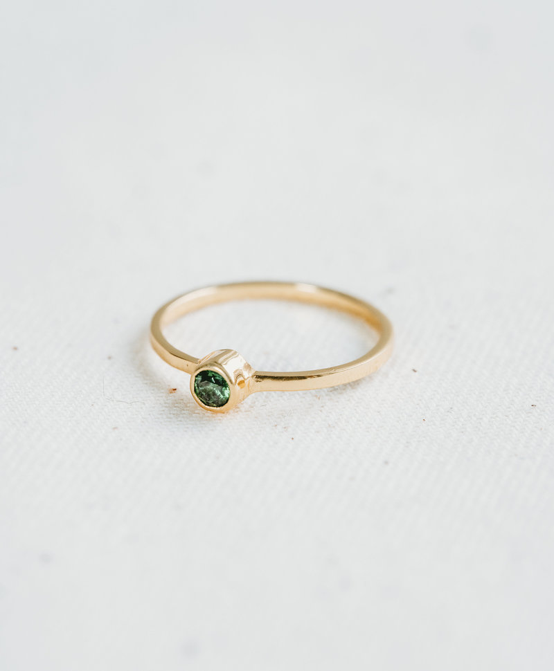 Stackable Green Quartz Ring Keala, Gold Plated