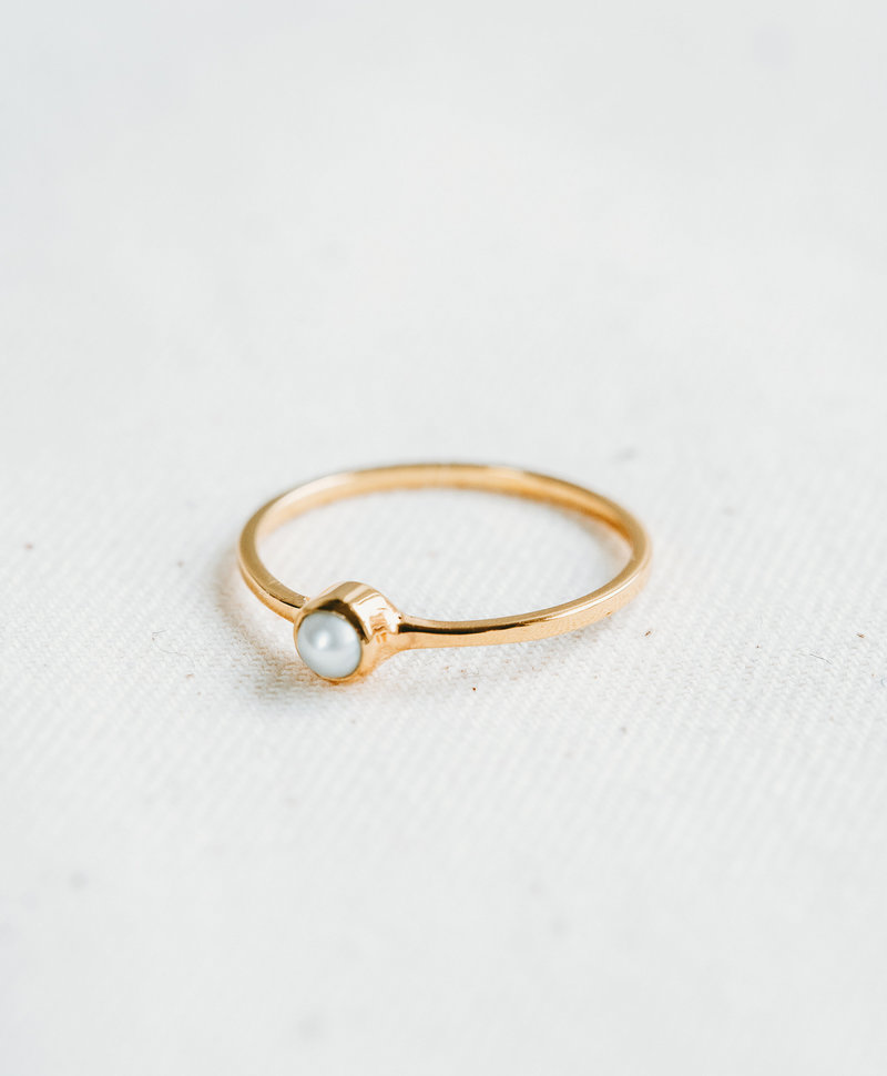 Stackable Pearl Ring Keala, Gold Plated