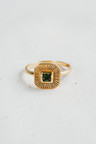 Green Quartz Ring Chak, Gold Plated