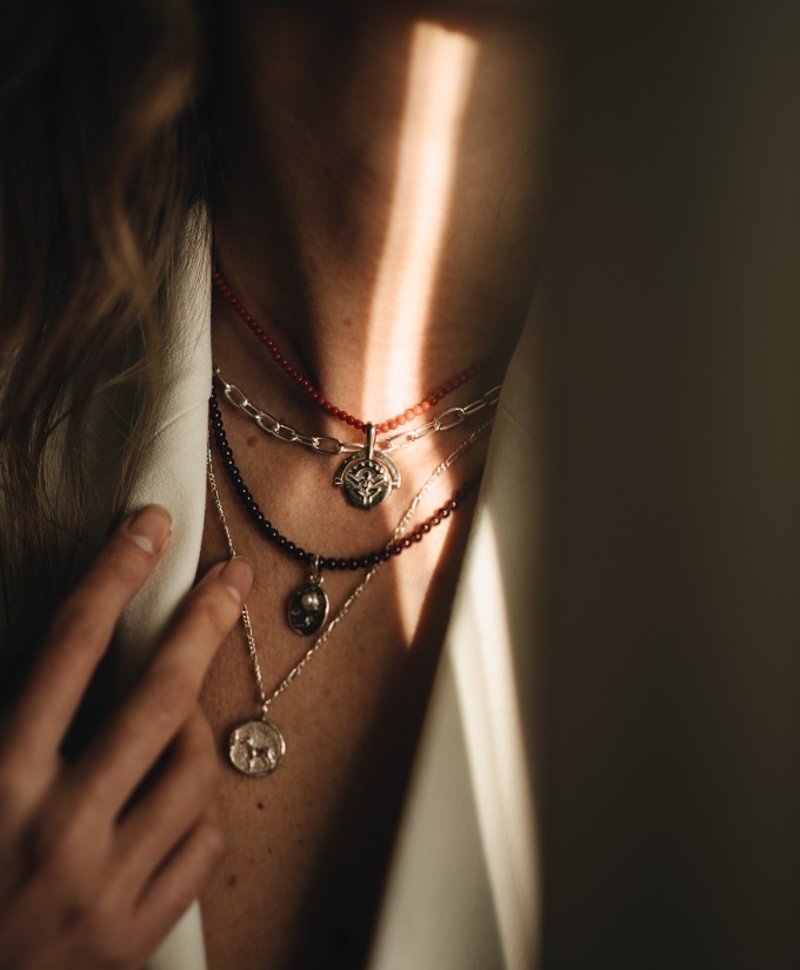 Collier Argent Perles Corail Rouge Électre