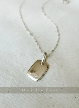 No.2 Silver Customized Mom Necklace, The Cube
