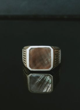 Silver Men's Ring With Brown Stone Lincoln