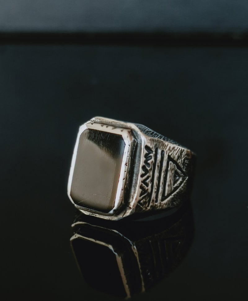 Silver Men's Ring With Onyx Tian