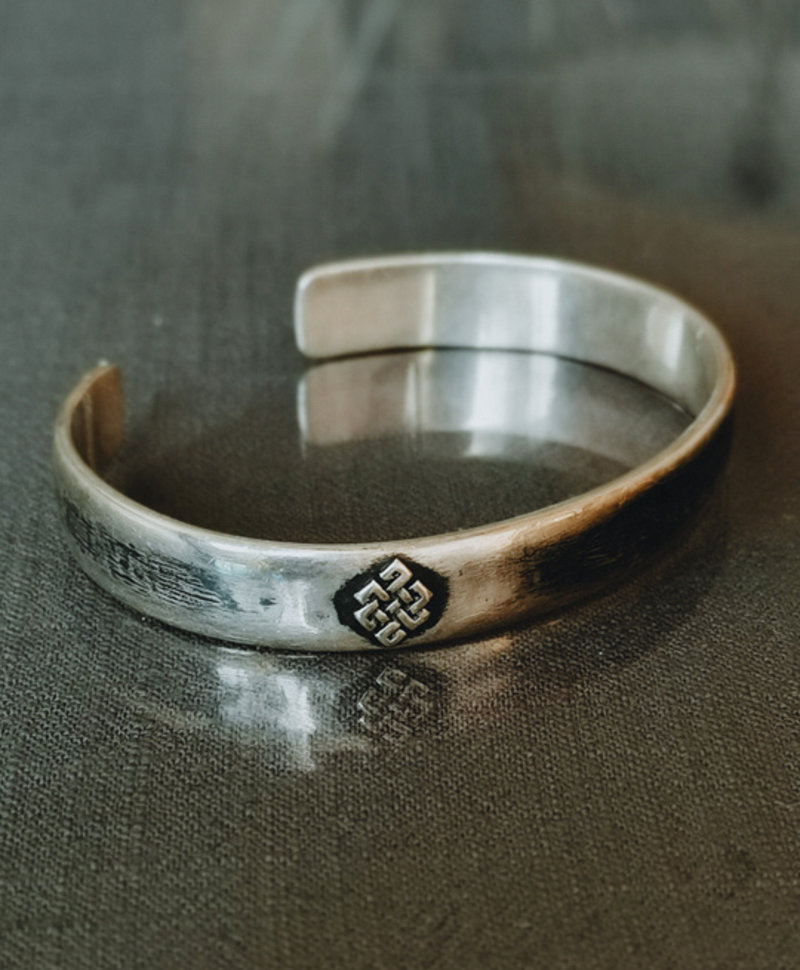 Silver Men's Cuff Bracelet With Symbol Kara