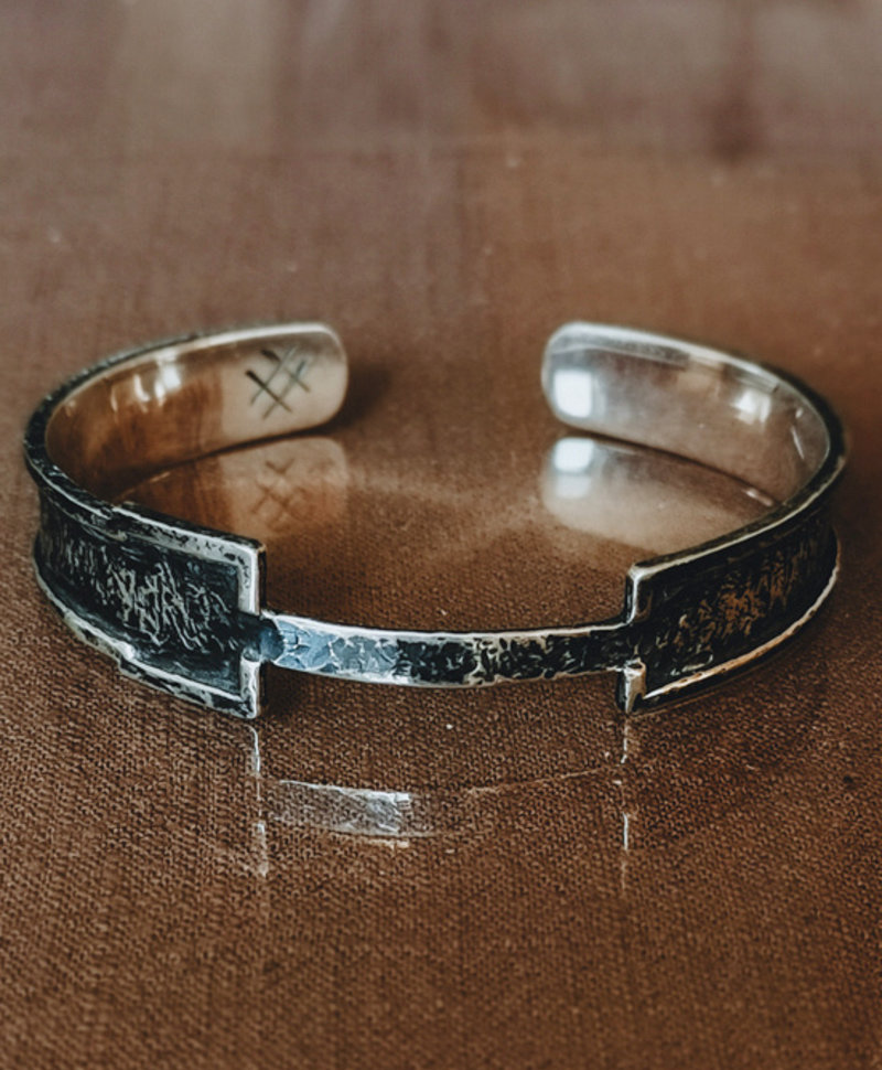 Silver Rough Men's Cuff Bracelet Kumasi