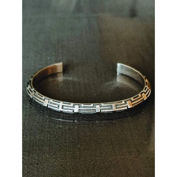 Silver Men's Cuff Bracelet Karst