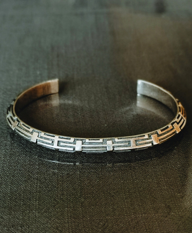 Bracelet Manchette Argent Motifs pour Hommes Pamir