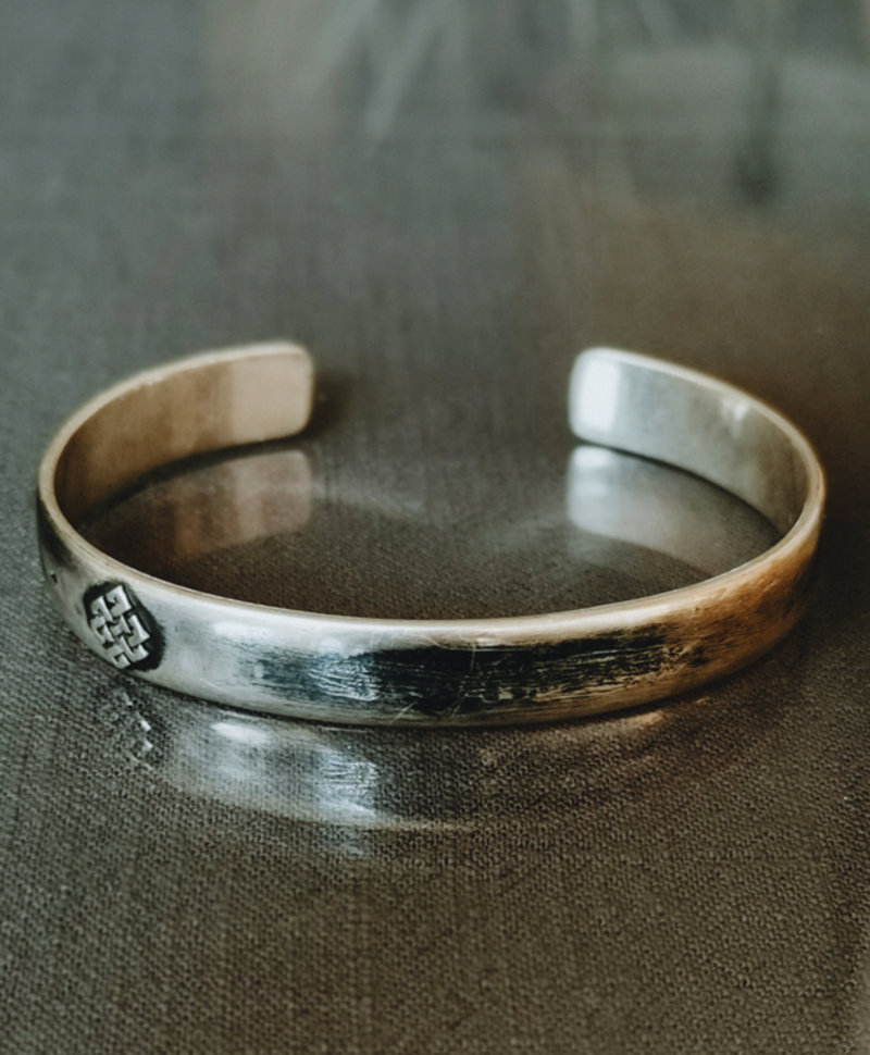 Silver Men's Cuff Bracelet With Symbol Kara