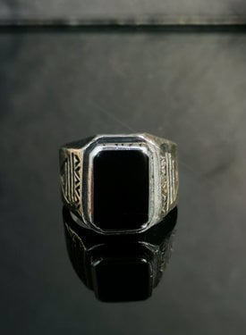 Silver Men's Ring With Onyx Tian