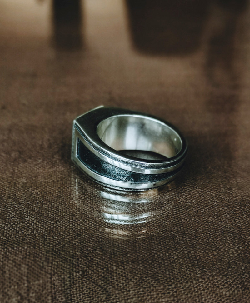 Silver Men's Ring With Symbol Danso