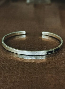 Silver Men's Cuff Bracelet With Black Stone Abel