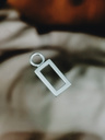 Silver Rectangular Earring Charm Men Nobu