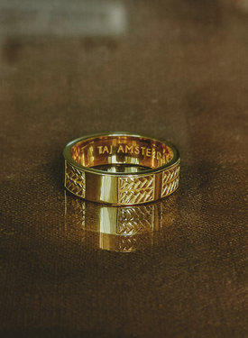 Gold Plated Heren Ring Met Gevlochten Band Angus