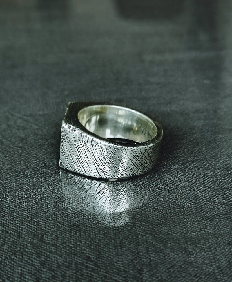 Silver Men's Ring With Green Stone Kisho