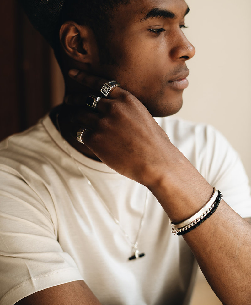 Silver Men's Ring With Symbol Danso