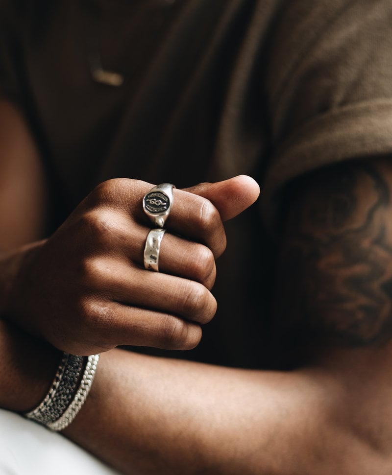 Silver Men's Ring With Morse Code Benedikt