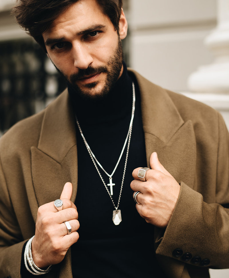 Silver Men's Signet Ring With Symbol Vibodh