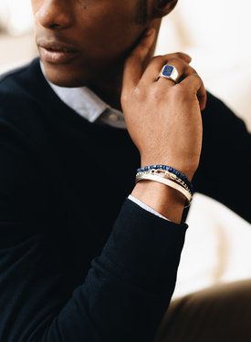 Blue Stone Men's Bead Bracelet Nhean