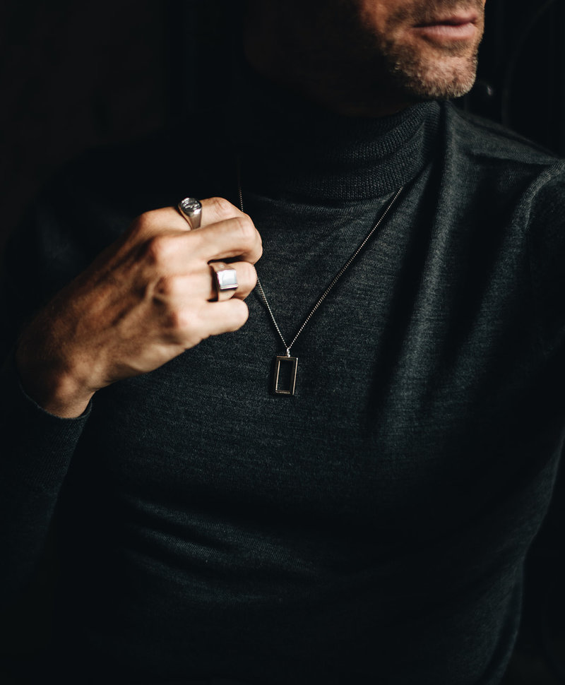 Silver Rectangular Men's Pendant Folau