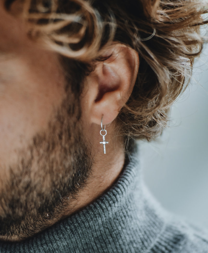 Boucle d'Oreille Argent Fine Unique pour Hommes Jahi