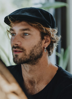 Zilveren Onyx Oorbel-Bedel Heren Sokha