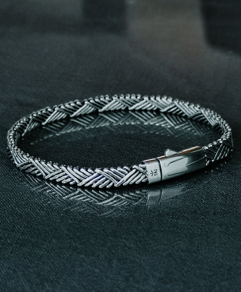 Silber Geflochtenes Armband Herren Aodh