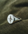 Silver Men's Signet Ring With Compass True North Nomad