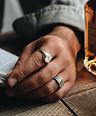 Silver Men's Signet Ring With Compass True North Nomad
