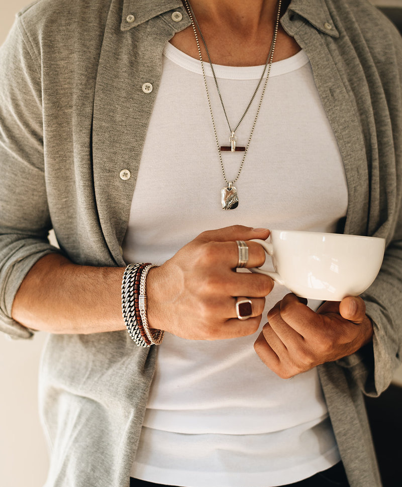 Silver Men's Ball Chain Necklace Alcandor