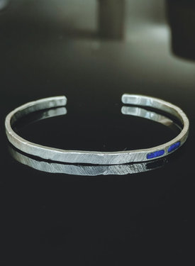 Zilveren Cuff Armband Met Blauwe Steen  Heren Abel