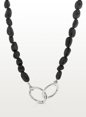 Onyx Bead Necklace Suku, Silver