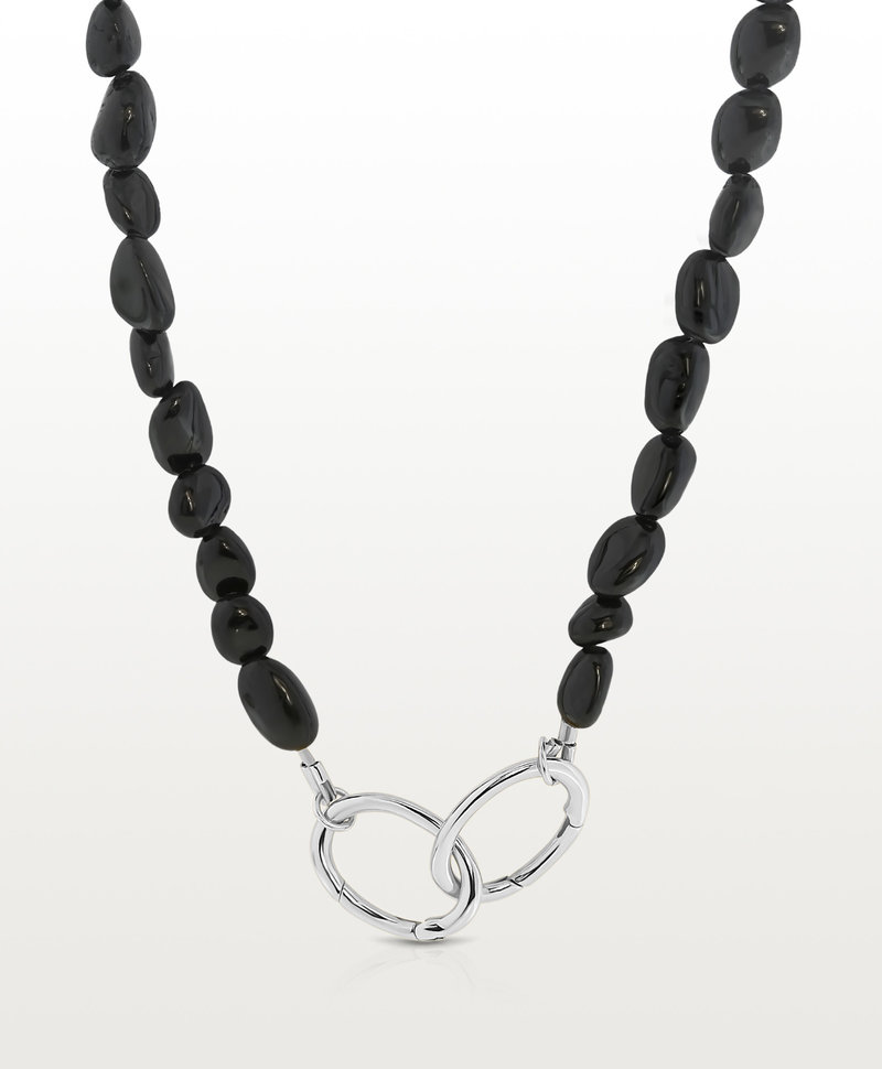 Onyx Bead Necklace Suku, Silver