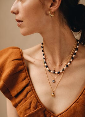 Gold Plated Lapis Lazuli & Parel Ketting Aiko