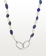 Lapis Lazuli & Pearl Necklace Aiko, Silver