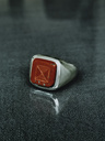 Silver Men's Ring With Red Stone Dodzi