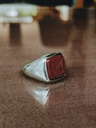Silver Men's Ring With Red Stone Dodzi