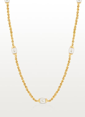 Twisted Necklace With Pearls Chiyo, Gold Plated