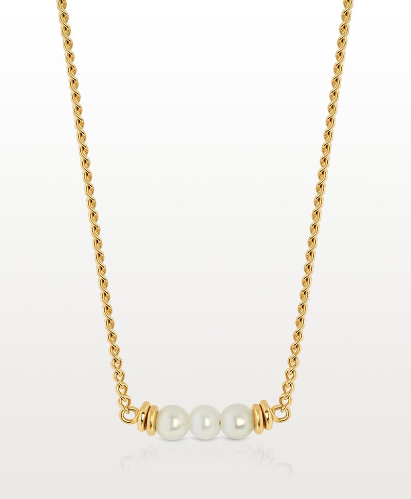 Three Pearl Necklace Sachie, Gold Plated