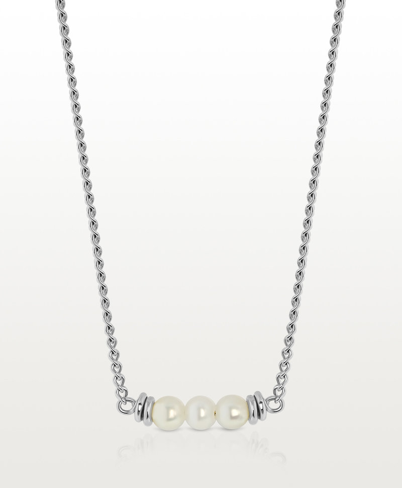 Three Pearl Necklace Sachie, Silver