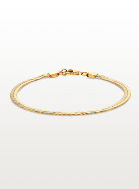 Flat Snake Chain Bracelet Cho, Gold Plated